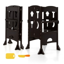 Folding Kitchen Kids Step Ladder Stool Wooden Toddler Safety Tower Helper Coffee