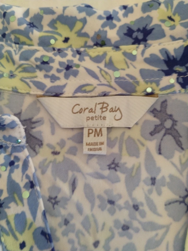 Blusa floral para mujer Coral Bay multicolor talla grande manga 3/4 abotonada Foto 2 de 4