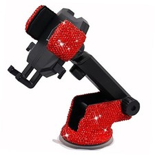 Bling Car Phone Mount Holder,Shiny Crystal Rhinestone Phone Stand for red