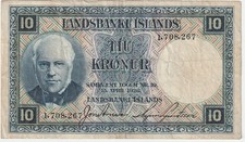 Iceland 10 Kronur Banknote 1928 Very Fine-25 Condition Pick#28-A