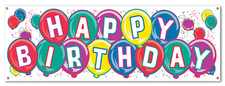 HAPPY BIRTHDAY PARTY SIGN OUTDOOR INDOOR YARD BANNER 5 FOOT, NEW FROM STORE