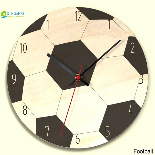 Wooden Sports Balls Wall Clock Printing Watch Bedroom Room Quartz Needle Modern - Picture 3 of 15