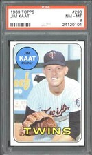 1969 Topps #290 Jim Kaat - PSA 8