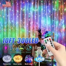 300 LED Curtain Fairy Lights USB String Light With Remote Xmas Party Wedding USA
