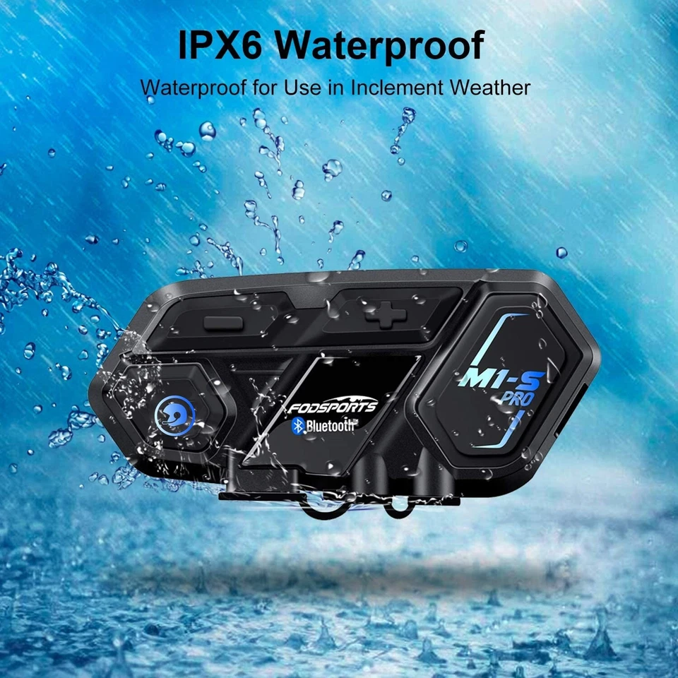 2000M M1-S Pro Motorrad Helm Intercom Sprechanlage Bluetooth Headset Interphone - Bild 2 von 4