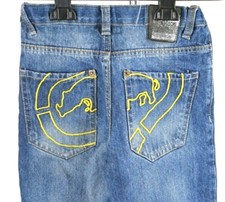 Ecko Unlimited Blue Medium Stonwashed Denim Jean Shorts Bots Size 22x9