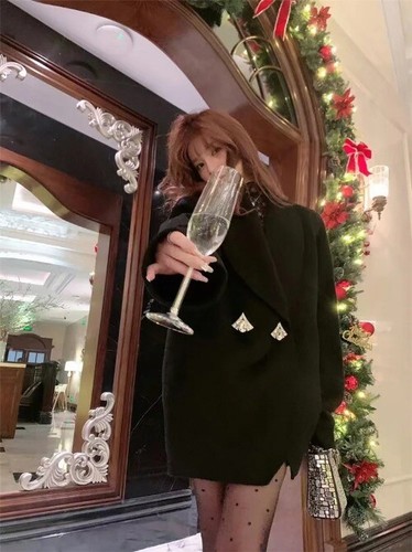 2024Mulberry Silk Double Sided Wool Coat Women's Button Full Diamond Trench Coat - Bild 14 von 28
