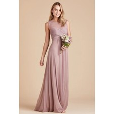 Birdy Grey Ryan Sheer V Back Maxi Formal Bridesmaid Dress Mauve Medium NWT