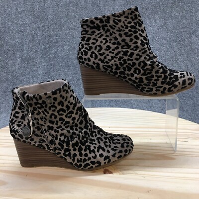 Blowfish Malibu Boots Womens Berkeley Ankle Booties Gray Wedge Zip  Leopard