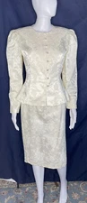 Nah Nah Collections by Jonathan Tait Skirt Jacket Suit 6 Cream Brocade Vintage