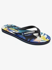 Quiksilver Mens Molokai Tropical Flow Flip Flops Sandals Black Blue 8/9/10/11/12