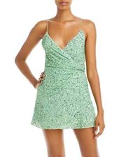 ALICE + OLIVIA Celestine Sequin Wrap Surplice Mini Cocktail Dress 12 NWT $550.