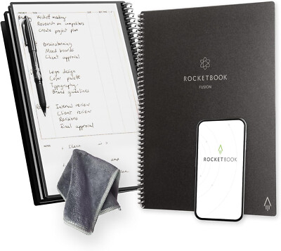 Rocketbook Core Smart Spiral Notebook, Dot-Grid and Lined Pages, 32 Pages