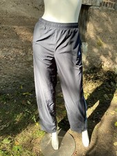 Adidas Womens Track Pants Size MED Gray Blue 3 Striped Elastic Waist Training