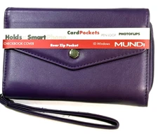 MUNDI Womans / CEO Clutch- Big Fat Wallet / Full Zip / PURPLE / Faux Leather NIB