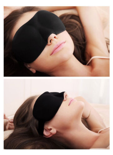 3D TRAVEL EYE MASK SLEEPING SLEEP COVER NAP REST BLINDFOLD(BLACK,RED,PINK, BLUE) - Picture 1 of 13