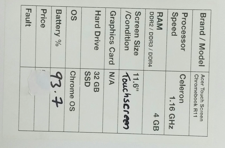 Acer N15Q8 CB5-132T Series Celeron 1.16GHz 4GB Ram 32GB SSD Chrome OS - Image 3 of 4