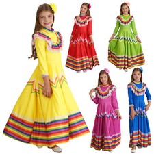 Kids Girl's Boho Dress Traditional Lace Dresses Long Sleeve Fancy Dress Up