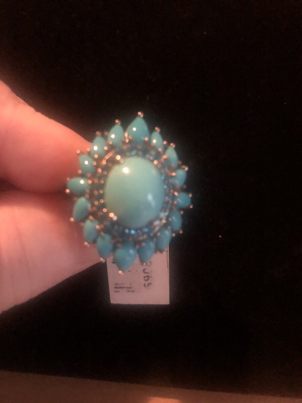 Natural Arizona Sleeping Beauty Turquoise, Malgache Neon Apatite Cocktail Ring,,