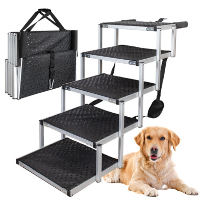 Hundetreppe Auto Anti Rutsch Einstiegshilfe faltbar 5 Stufen Hundeleiter petigi