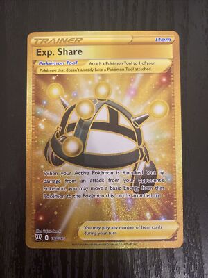 exp share pokemon card gold Exp. BST 180 Evolves from null Rules Attach a Pokémon Tool to 1 of your Pokémon that doesnt already have a Pokémon Tool attached Pokémon Card Game: Mega Dream