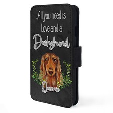Personalised Dachshund iPhone Case Custom Dog Flip Phone Cover Wallet Gift ND19
