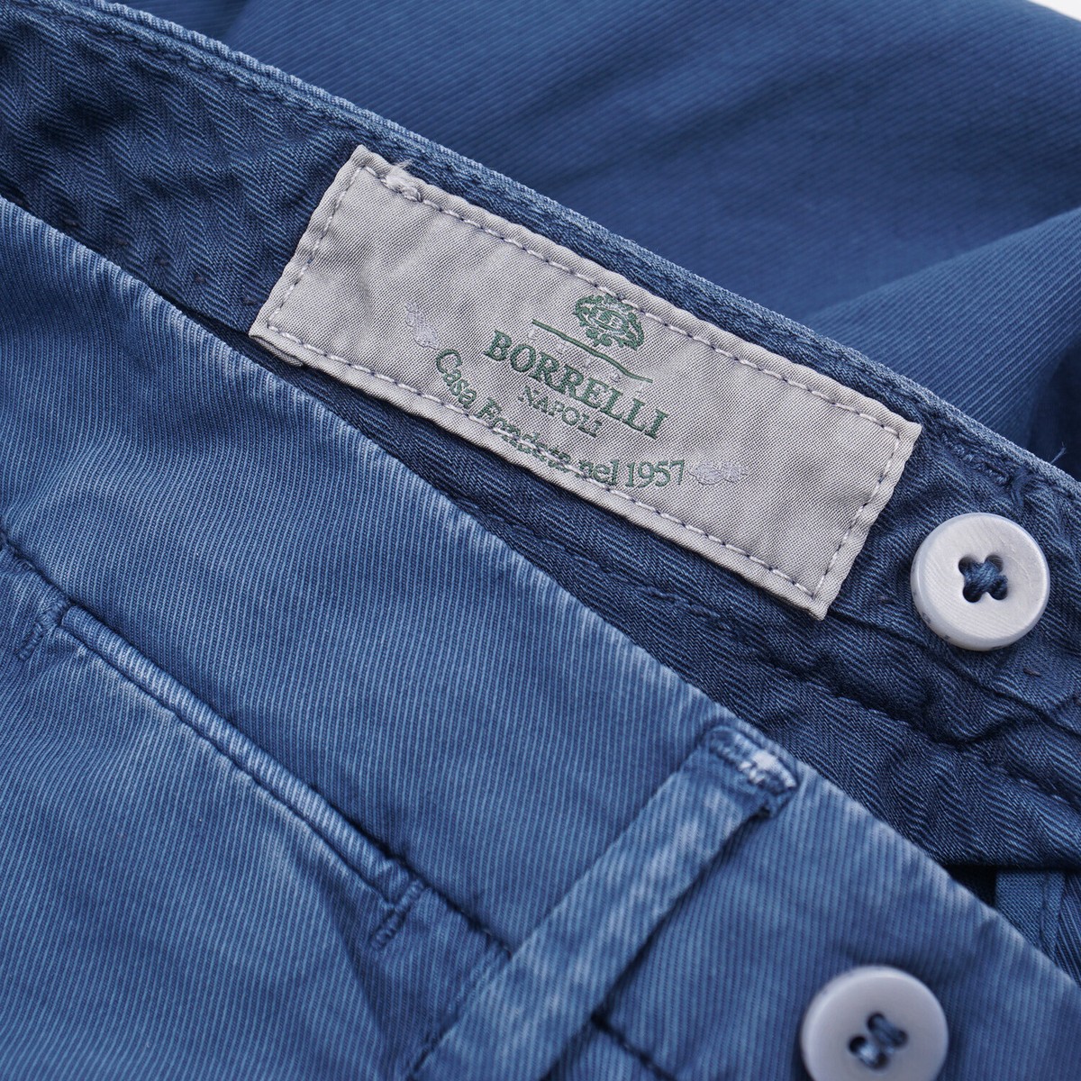 Pantalone chino Luigi Borrelli slim fit denim lavato in capo cotone 44 Pantalone chino Luigi Borrelli slim fit denim lavato in capo cotone 44
