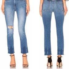 FRAME Denim Le High Straight Jeans Raw Edge Fade Merriweather size 27 Stretch