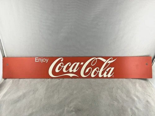 Vintage Long Plastic Coca-Cola Sign Classic Red Logo ~23" Long