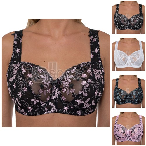 Ladies Gemm Full Cup Underwired Bra Plus Size Firm Hold Lace Large Pretty Uk New - Afbeelding 4 van 15
