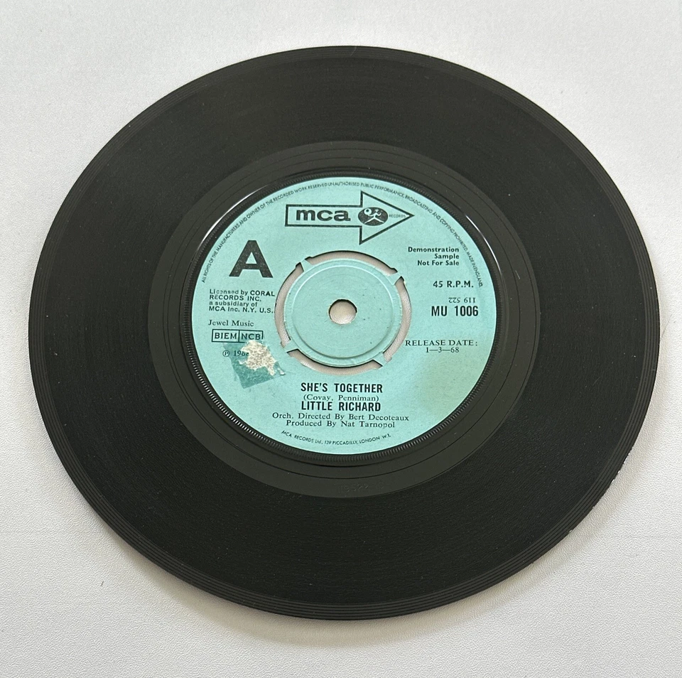 Little Richard - She's Together Demo 7” Vinyl Record MU 1006 Vg+ Condition Foto 2 de 4