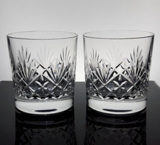 Edinburgh Jura - 2x Cut Crystal 8.5cm / 250ml Whisky Tumbler Glasses - Signed