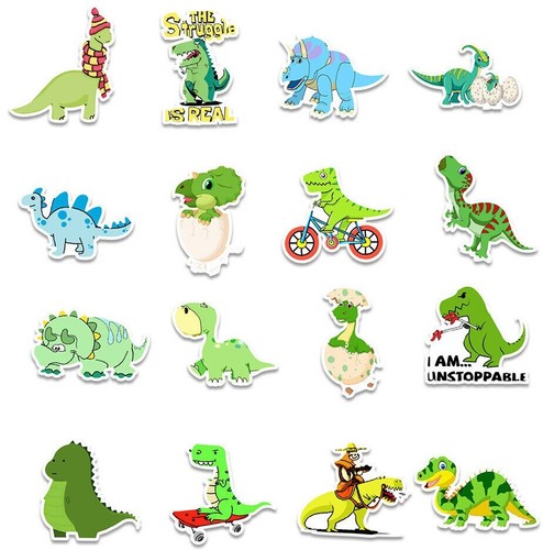 DINOSAUR Vinyl Stickers ~ Kids DINO Funny T-rex ~ Water Bottle Waterproof Decals - Picture 2 of 7