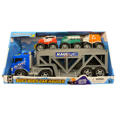 Member's Mark Toddler Soft Body Car Hauler Toy Set, 4 Piece, Blue
