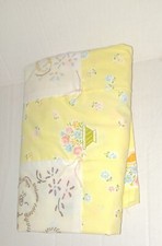 VTG Yellow Flowers Baby Quilt. NEVER USED.35x37. Pig. Horse. Lamb