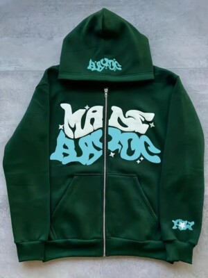 Zip-Hoodie, Y2k-Style, Kapuzenpullover mit Reißverschluss, Lässiges Print