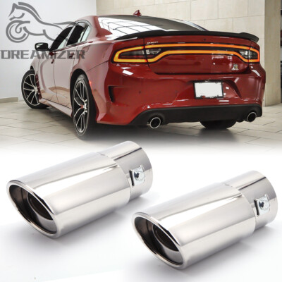 2x For Dodge Charger Rear Exhaust Pipe Tip Tail Muffler Stainless Steel Chrome