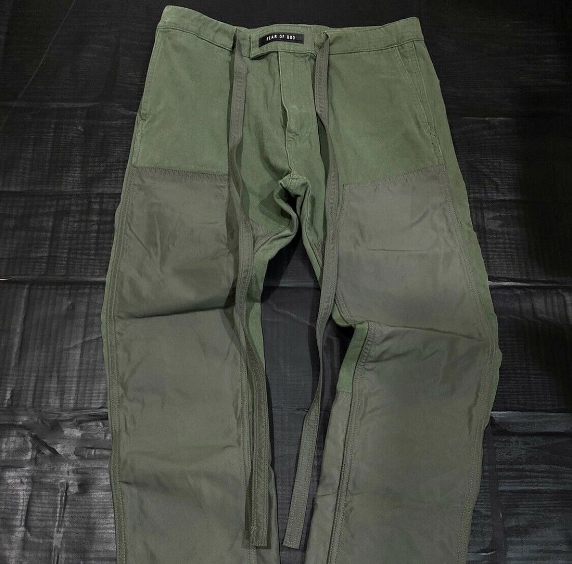 NWT FEAR OF GOD Sixth Collection Olive Nylon Double Front Work