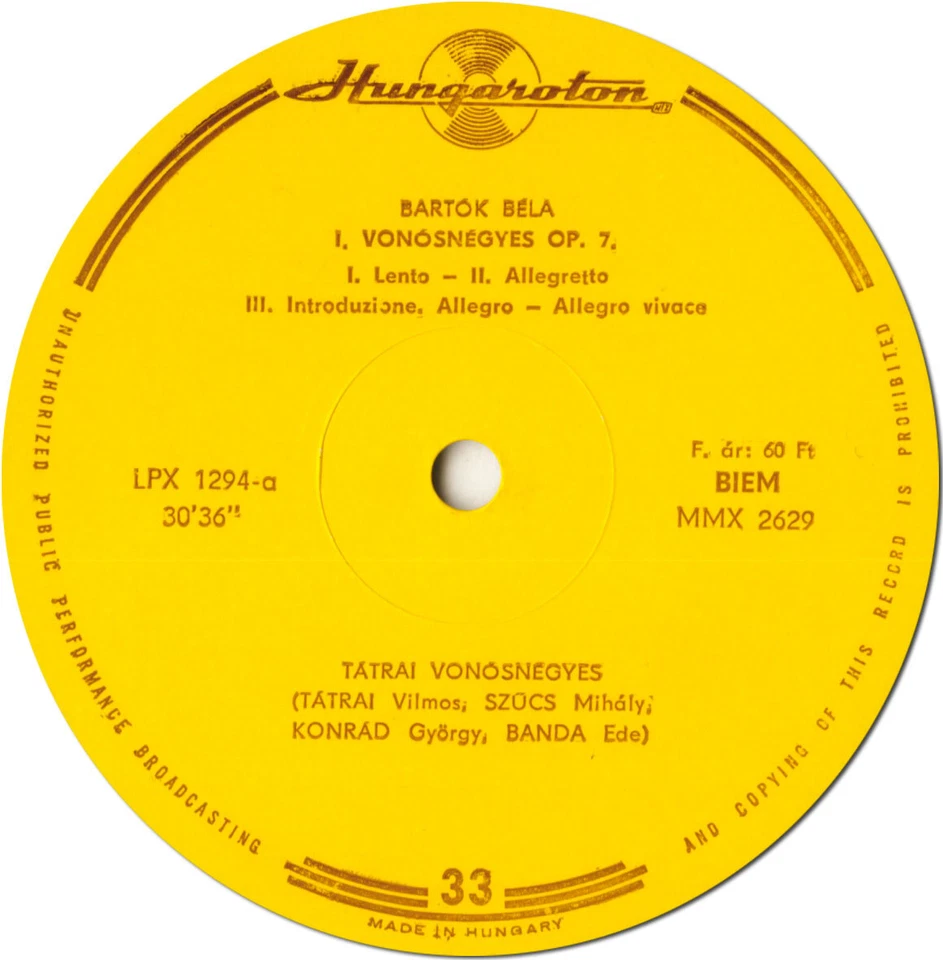 3LP Gatefold BARTOK 6 String Quartets TATRAI QUARTET Hungaroton LPX-1294 Mono Foto 2 de 3