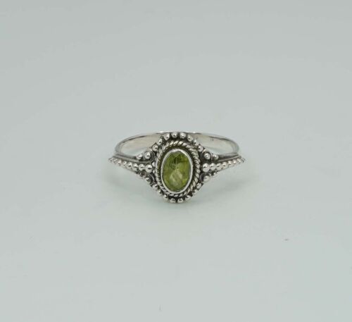 925 Solid Sterling Silver Cut Green Peridot,Red Garnet Oval Shape Ring Fw916 - Picture 12 of 38