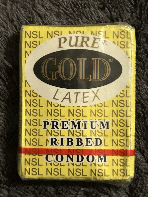 CONDOM - NSL PURE GOLD LATEX PREMIUM RIBBED ~ SEALED