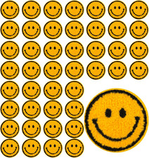 45PCS Yellow Smiley Face Iron on Patches for Clothing Cute Iron on Patches for C