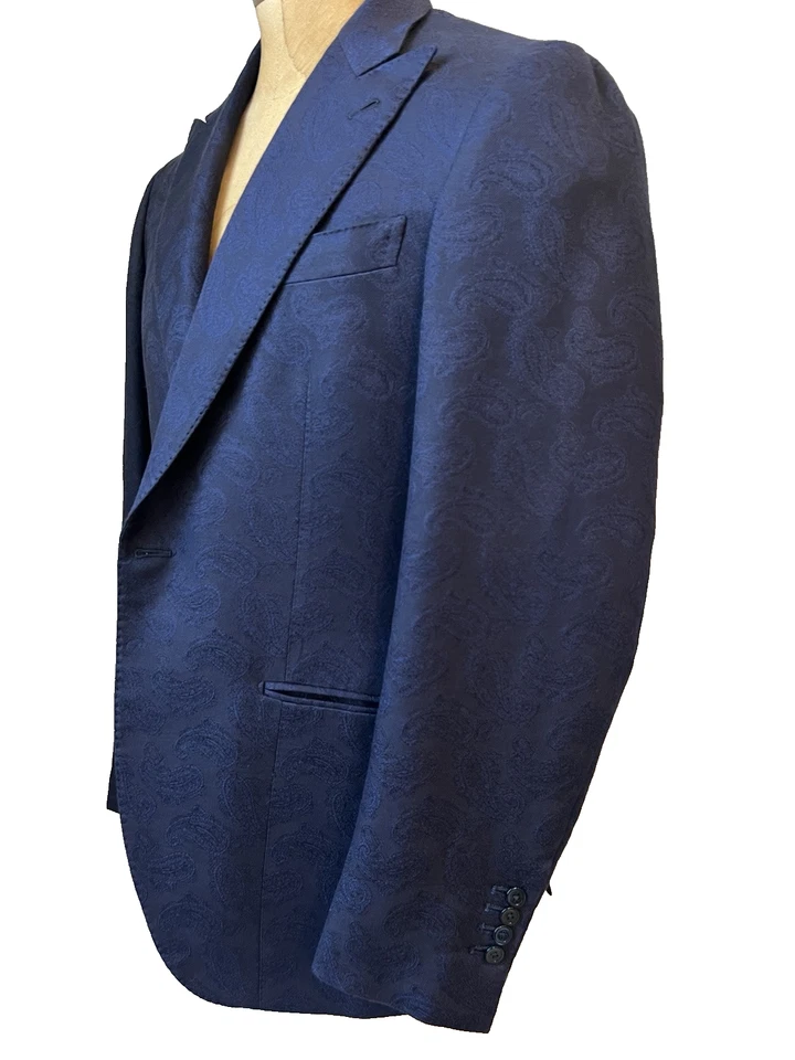 Isaia blue paisley dinner jacket blazer Men’s Size US 42 52 formal wedding party - Image 3 of 4