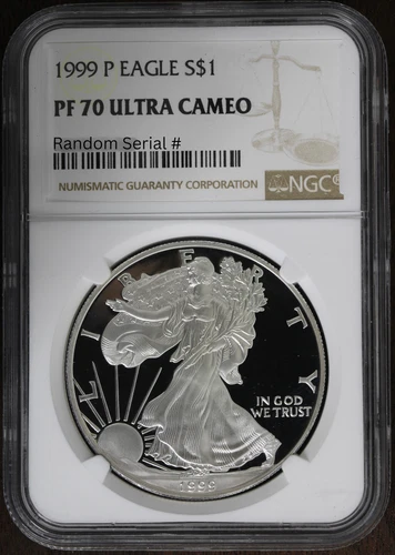 1999-P (PF70 Ultra Cameo) Proof American Silver Eagle $1 ASE NGC