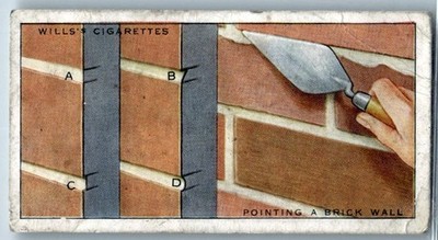 1936 Wills's Cigarettes Household Hints Tobacco Card #45 Pointing a Brick Wall