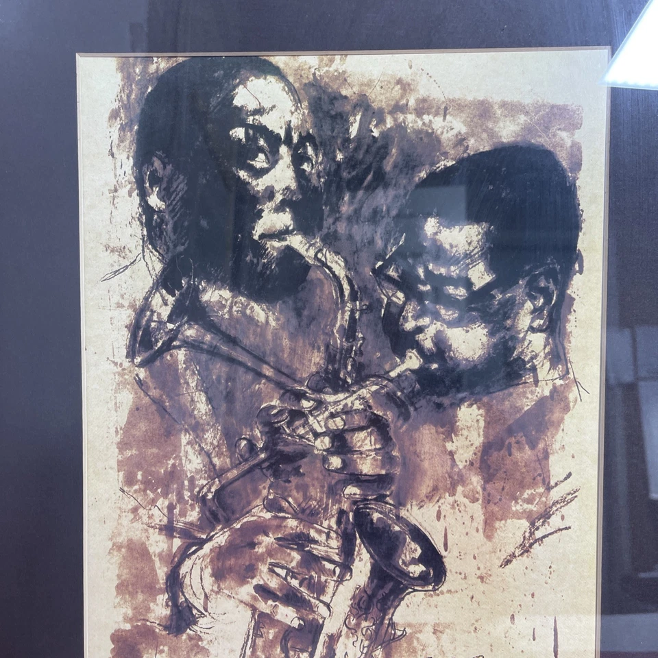 Leroy Neiman NY Jazz Museum The Bebop Era Bird & Diz impresión enmarcada personalizada Foto 2 de 4