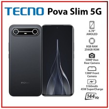 NUOVO TECNO Pova Slim 8 GB + 256 GB NERO Octa Core telefono cellulare Android sbloccato