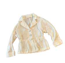 Womens 100 Linen White Ivory Jacket Blazer S Cinched Minimalist Lagenlook