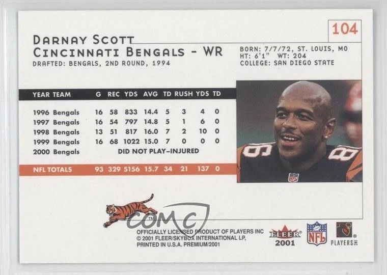 2001 Fleer Premium Darnay Scott #104 - Image 2 of 2