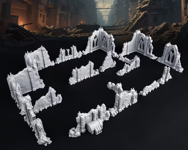 Terrain Set 15 pcs Ruins For Tabletop Wargaming Warhammer Scenery DND ...